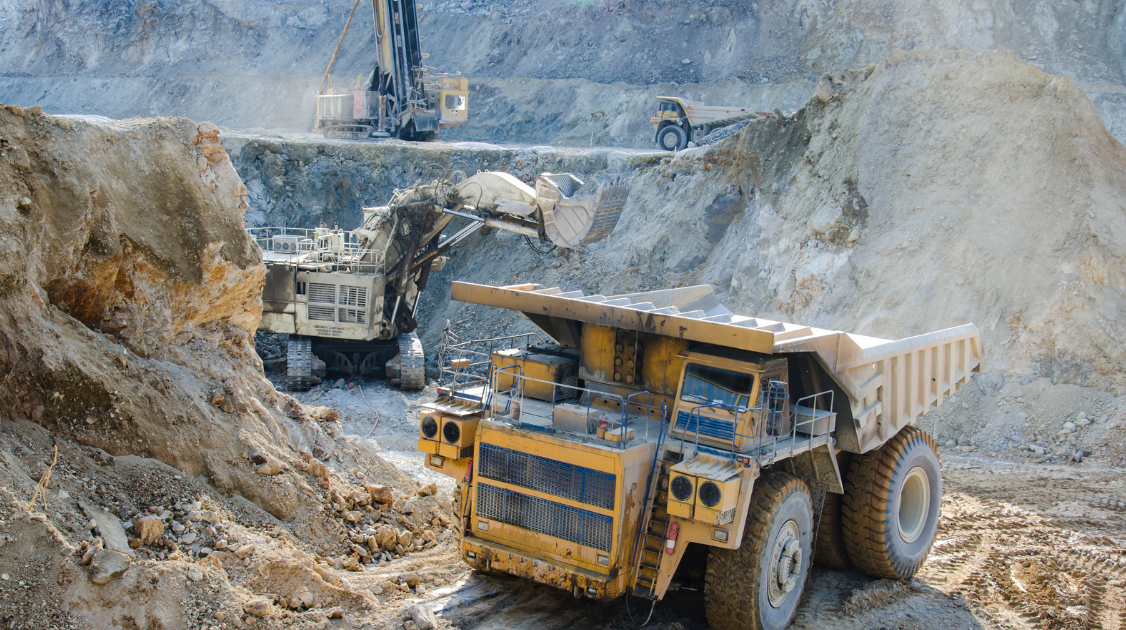 Open-pit mining equipment operating at a mine site